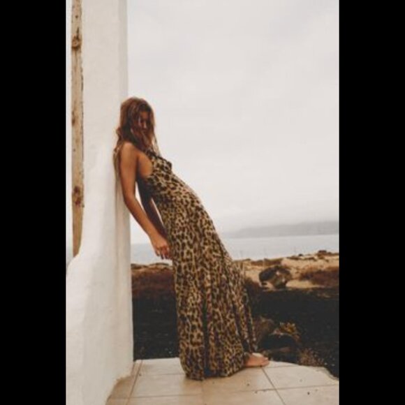 Zara Cheetah Leopard Maxi Printed Dress - Picture 2 of 8